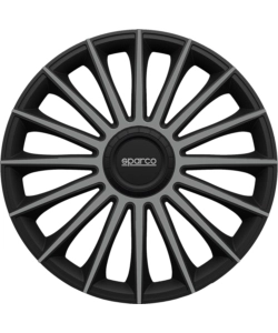 SET 4 COPRICERCHI 14" POLLICI COPRIRUOTA AUTO TREVISO SPC1493BKGR NERO GRIGIO